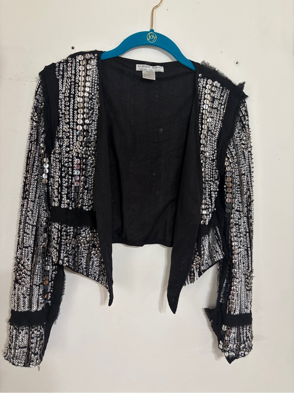 Alberto Makali Black Sequin-Embellished Cropped Blazer